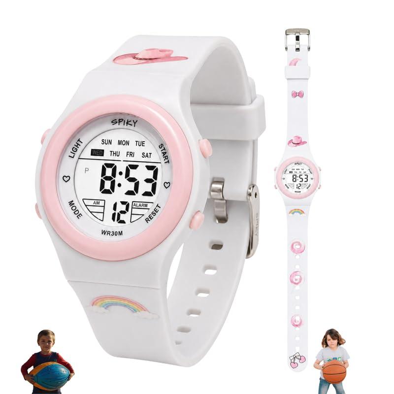 Spiky Digital Watch for Kids Boys & Girls 2-12 Years, Round Sports Dial, Luminous Display, Alarm, Day & Date Calendar, 30M Water Resistant, Interchangeable TPU Strap, Birthday & Raksha Bandhan Gift All Occasion Gift