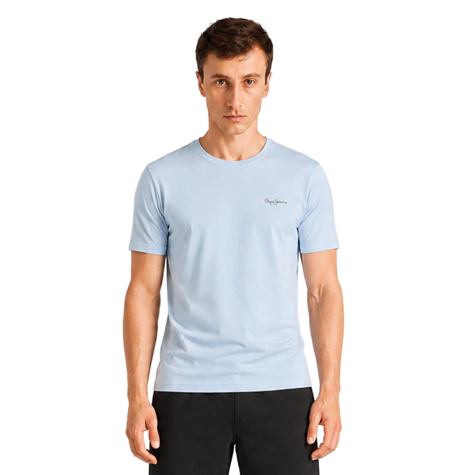 Pepe Jeans Solid T Shirt for Men ICE Blue