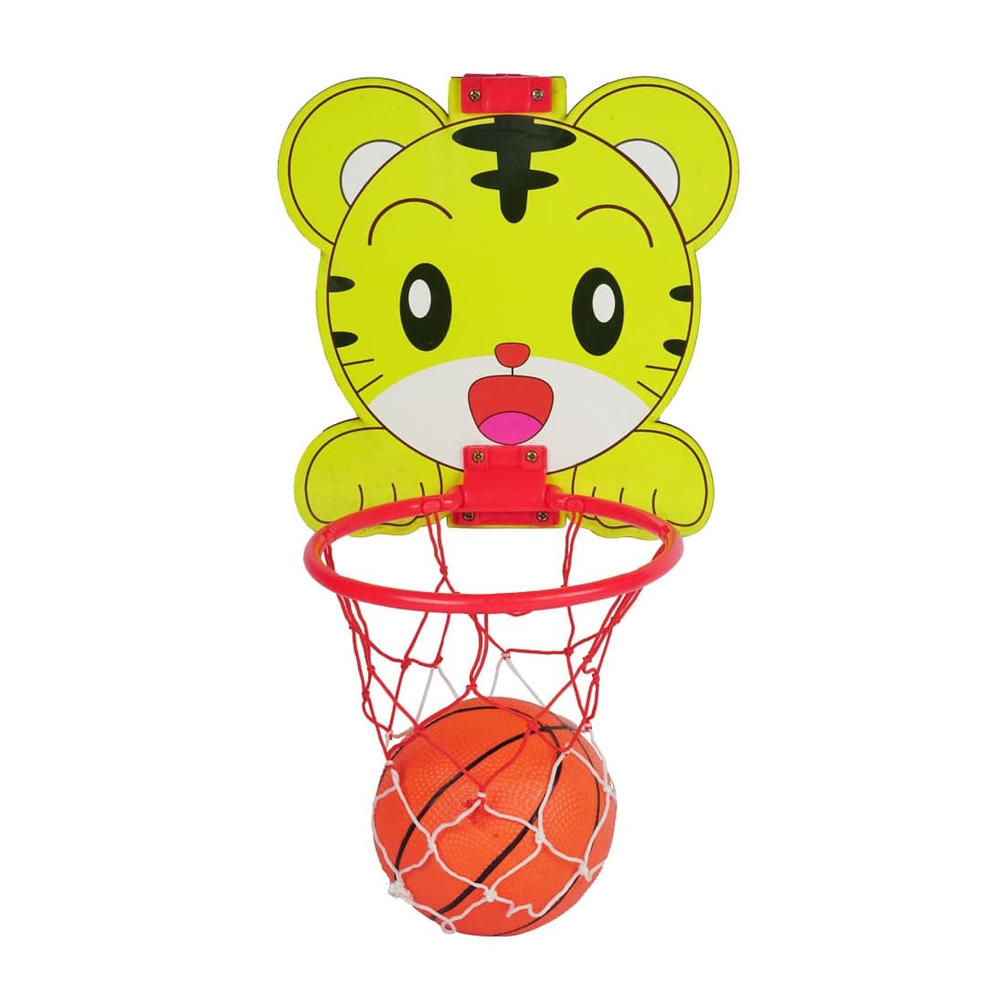 Asian Foldable Portable Tiger Print Wooden Basketball for Kids (Yellow)