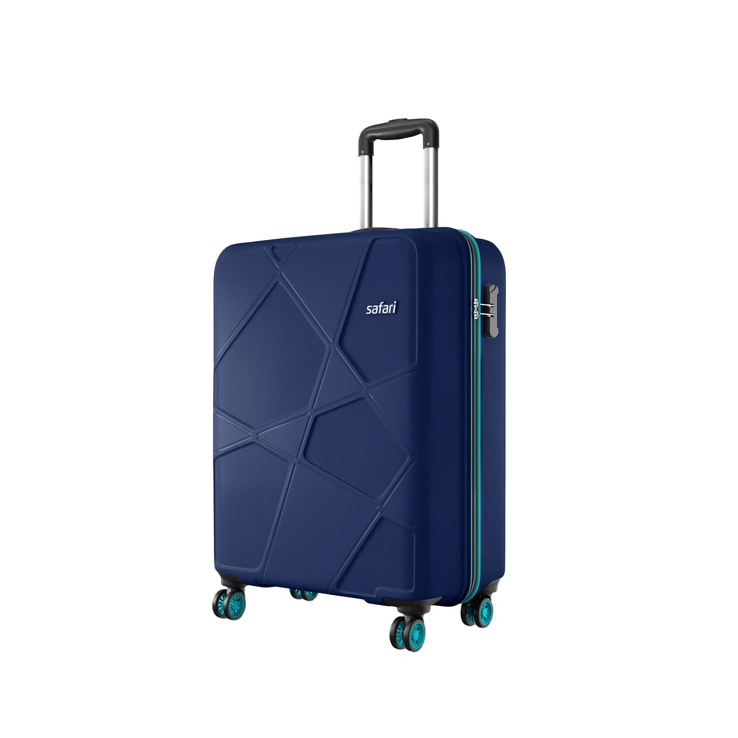 Safari Cabin Pentagon Pro 8 Wheels Spinner 55Cm Trolley Bag Hard Case Polypropylene, 360° Wheeling Carry on Luggage for Men & Women, Suitcase for Travel, Navy