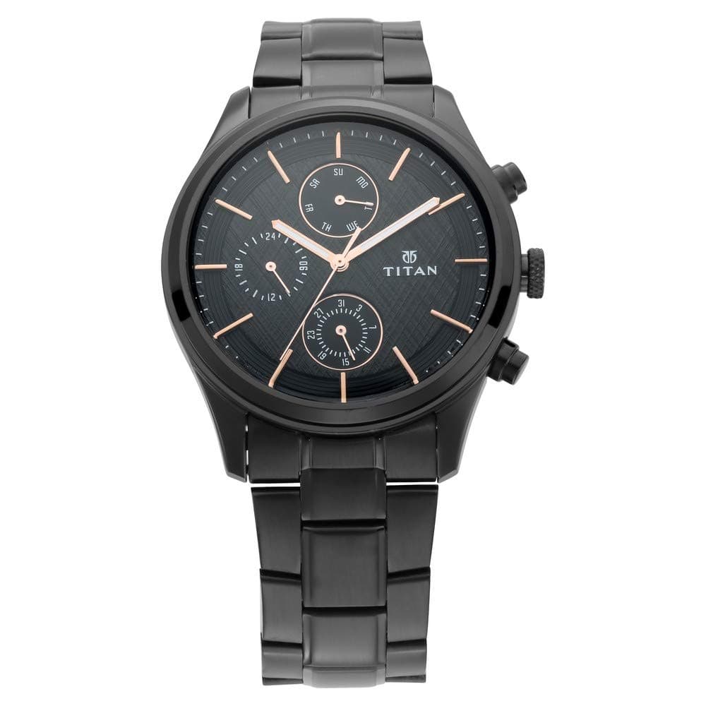 Titan Analogue Men's Watch (Black Dial Black Colored Strap)/NP1805NM01