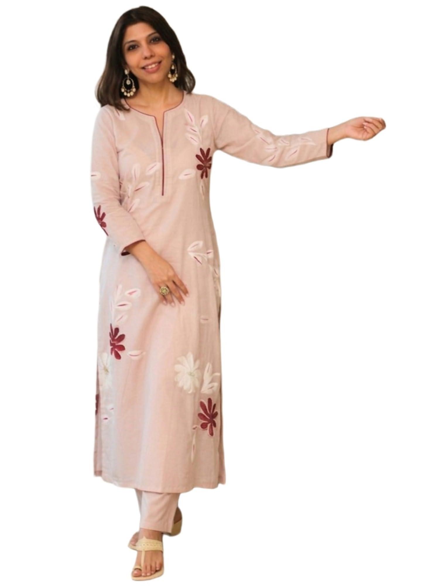 ANNI DESIGNER Women's Viscose Blend Straight Printed Kurta with Pant (MANMAYI Pink_3XL_Pink_XXX-Large)