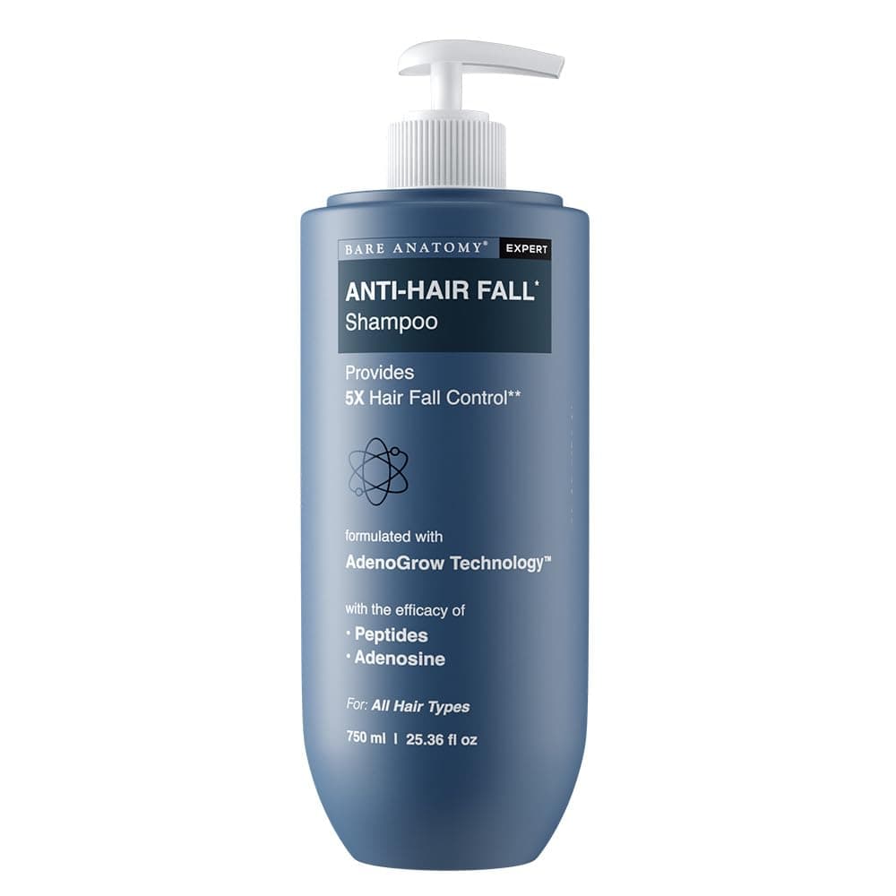 Bare Anatomy Anti-Hair Fall Shampoo | Provides 5x Hair Fall Control | Adenosine, Procapil & Peptides | Strengthens Roots, Reduces Breakage & Cleans Gently | Sulphate & Paraben Free | Unisex | 750ml