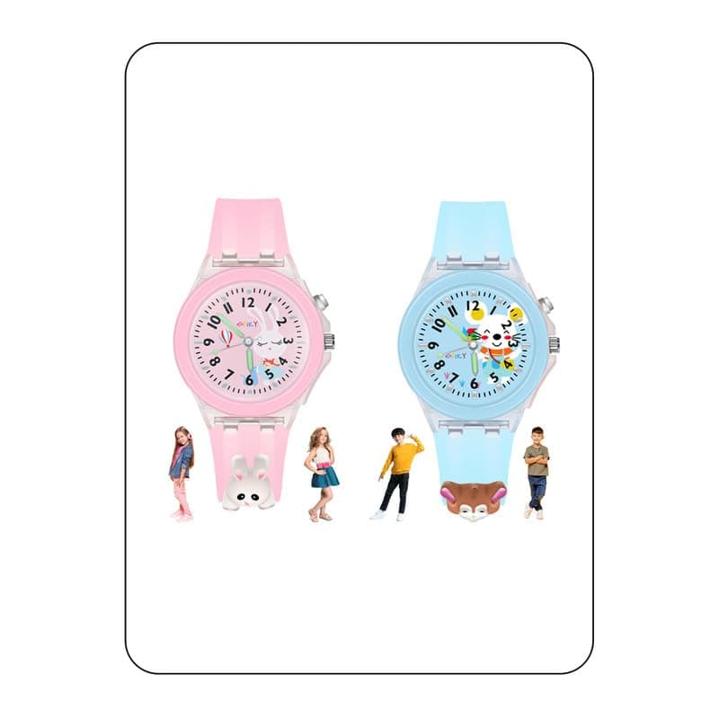 SPIKY Combo Analog Watch (Pink & Blue) | 3D Cartoon Kids watches | 7 Multicolor Glowing LED Lights with Silicone Strap | Watches for Kids Girls and Boys | Analogue Wrist Watches For Boys & Girls | Age 3-10 Yrs