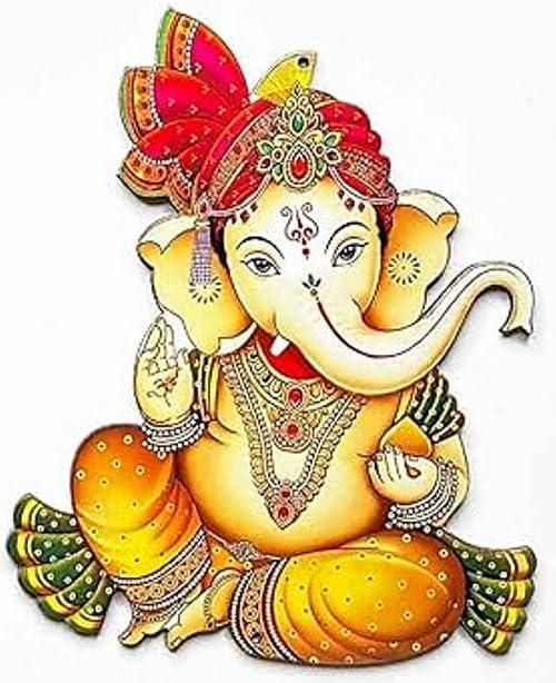 Ganesh Ji Idol Plastic Wall Sticker for Pooja Room Mandir Door Wall Home Diwali Decoration Items Ganesha Idols Wall Stickers for Puja Diwali Poojan