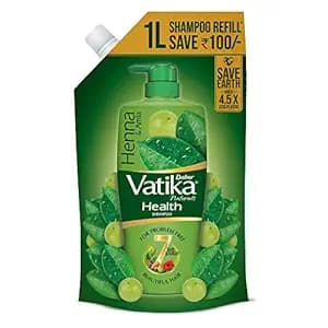 Dabur Vatika Health Shampoo - 1 L (Refill Pouch) | With 7 Natural Ingredients | For Smooth, Shiny & Nourished Hair | Repairs Hair Damage, Controls Frizz | For All Hair Types | Goodness of Henna & Amla
