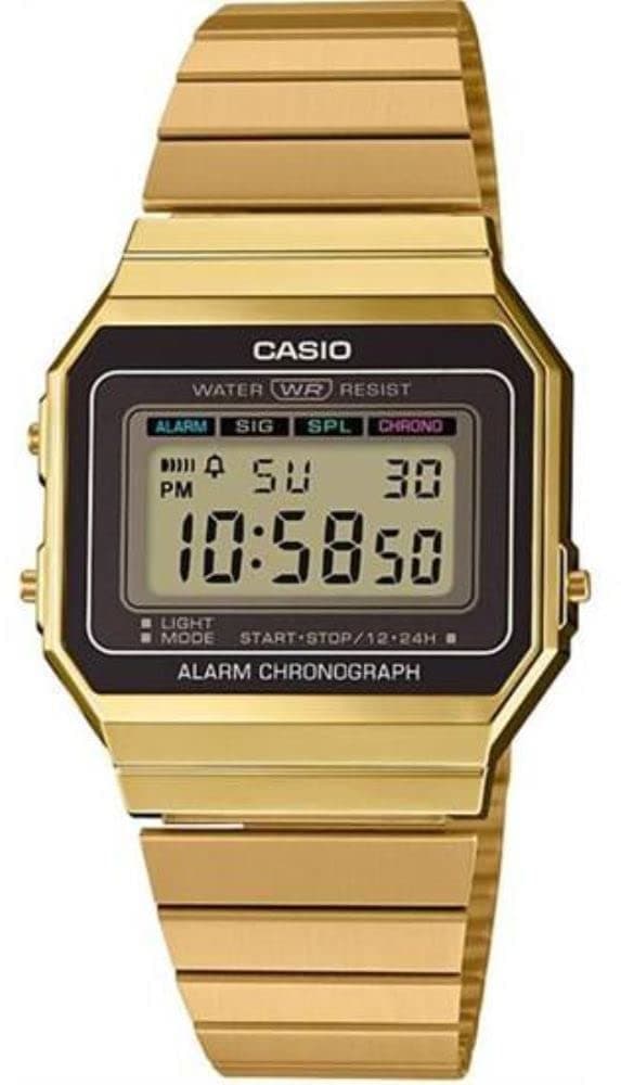 Casio Unisex-Adult Vintage A700WG-9ADF Gold Digital Dial Gold Stainless Steel Band D198