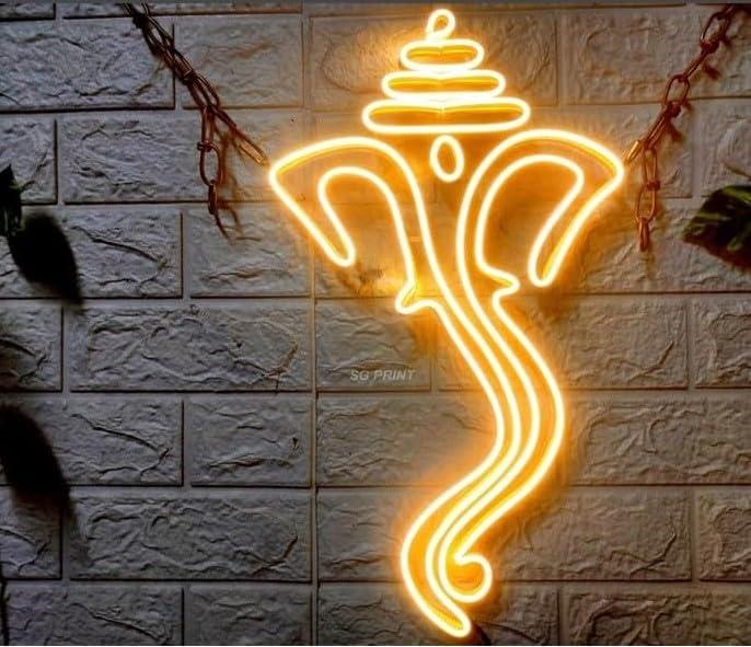 Luxury Sign India Modern Ganesha neon art Minimalist Ganesh neon signAcrylic Ganesha neon light (rectangal)