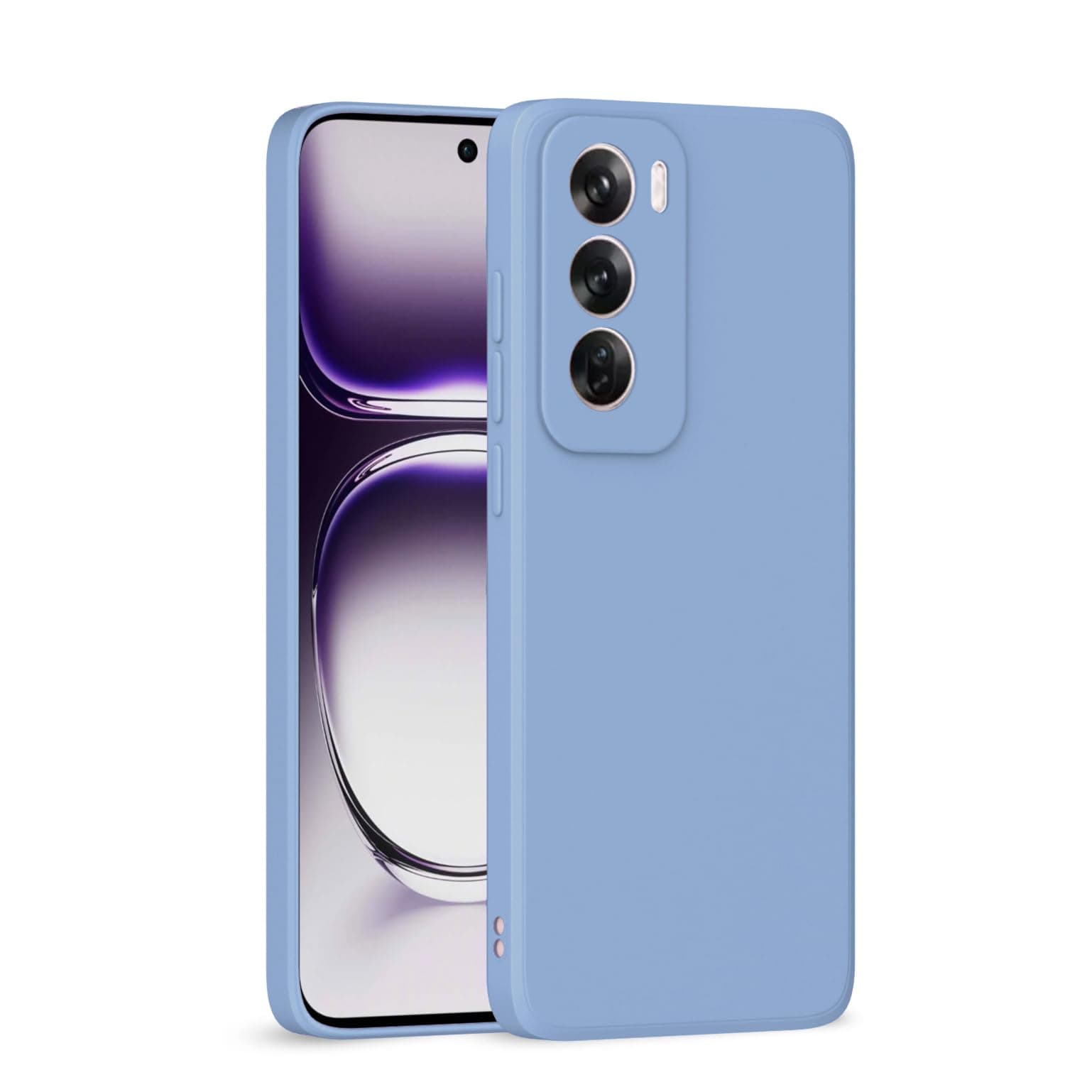 Pikkme Back Cover for Oppo Reno 12 Pro 5G | Camera Protection Shockproof Soft Matte Silicone Bumper Case (Aqua Blue)
