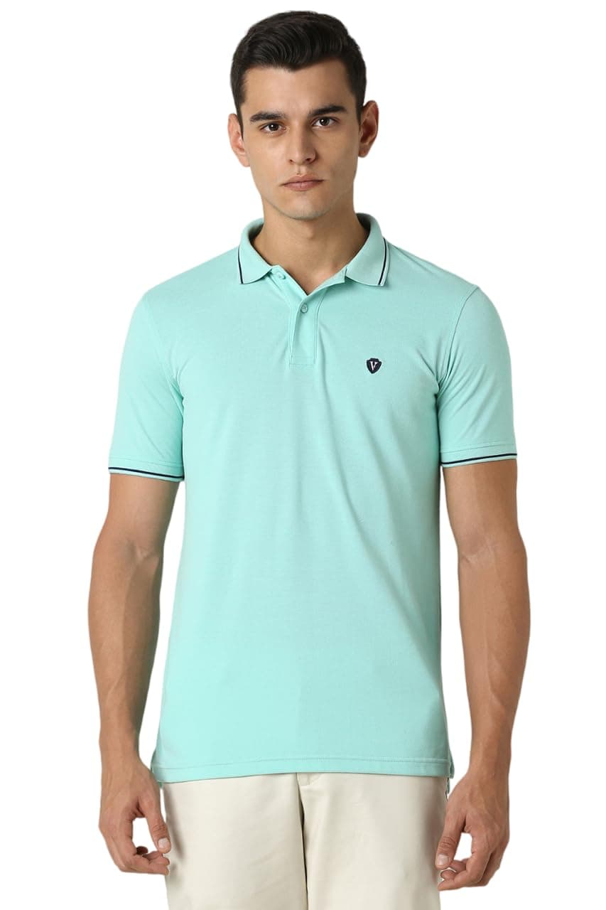 Van Heusen Cotton Men's Regular Fit Polo T-Shirt (VSKP517S011422_Mint 2XL)