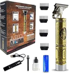 ARDAKI Beard Trimmer For Men, Professional Hair Clipper, Adjustable Blade Clipper and Shaver, Close Cut Precise Hair Machine, Body Trimmer (Metal Body), Gold