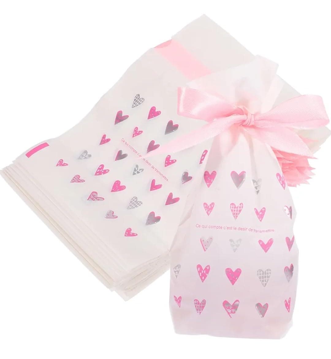 VRB Dec 20Pcs Return Gift Bags - Potli Bags, Return Gift Bags for Kids Birthday - Gift Packing Bags - Goodie Bag for Return gifts - goodie bags - gift pouches for return gifts - guddy bags for return gifts (20Pcs Heart Ribbon Bag)