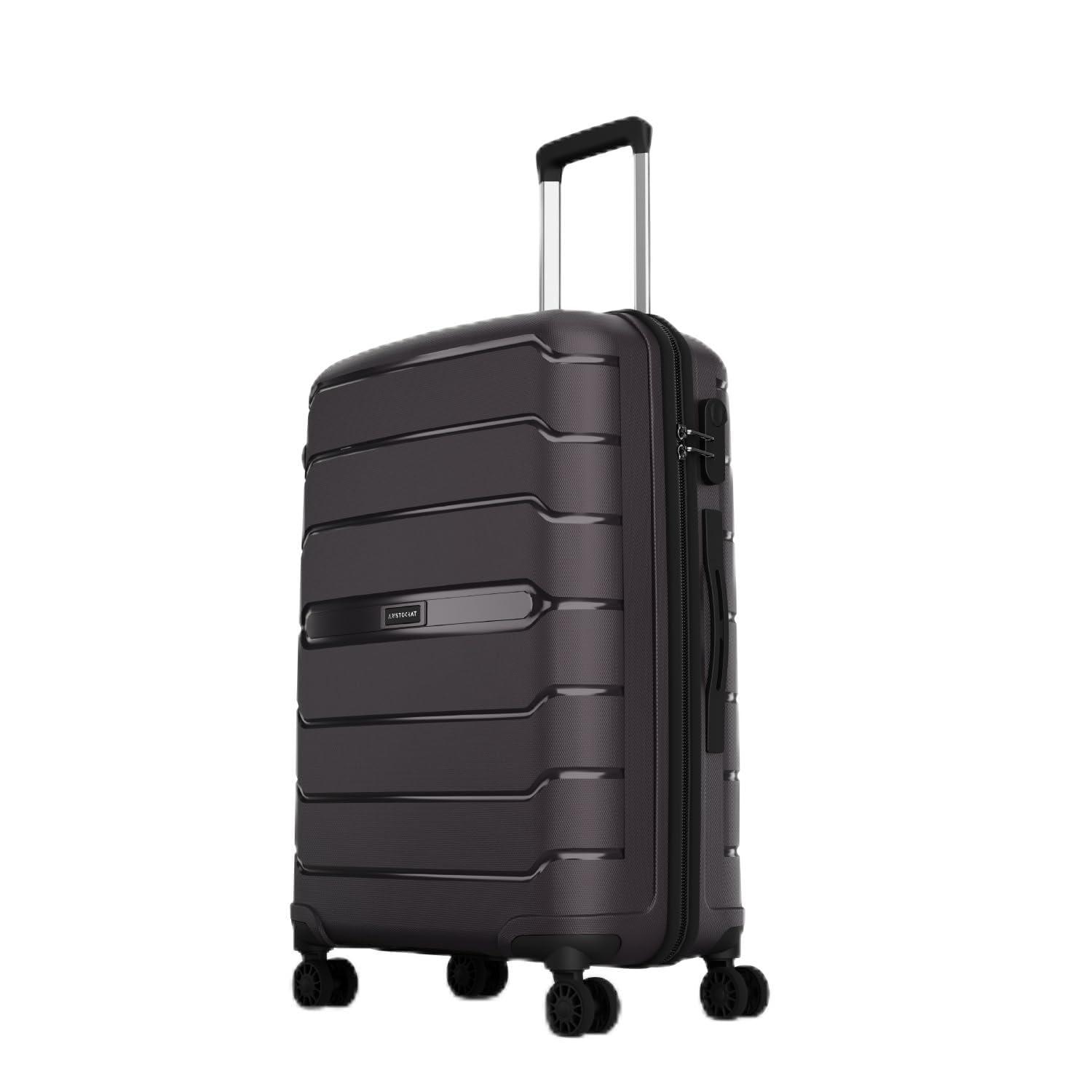 Aristocrat Liberty 8 Wheel Medium Size (Check-in) Hard Case Trolley Bag, Lightweight Polypropylene Luggage, 68 CM, Combination Lock, Travel-Friendly, Unisex, 3-Yr Global Warranty, Saddle Brown