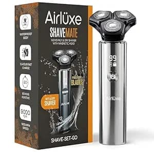 Airluxe ShaveMate Electric Shaver for men use with or without foam Rechargeable Beard Razor Machine for Clean Shaving Professional Grooming 1 year replacement warranty