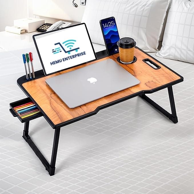 Etekcity Study Table Bed Table Premium Laptop Table/Foldable and Portable Wooden/Writing Desk for Office/Home/School 59cm, 40cm (Pink COTTED)
