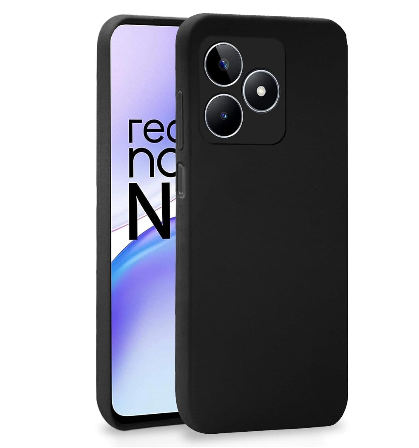 Pikkme Realme Narzo N53 Back Cover Soft Matte Liquid Silicone TPU | Camera Protection | Shockproof Slim Back Case for Realme Narzo N53 (Black)