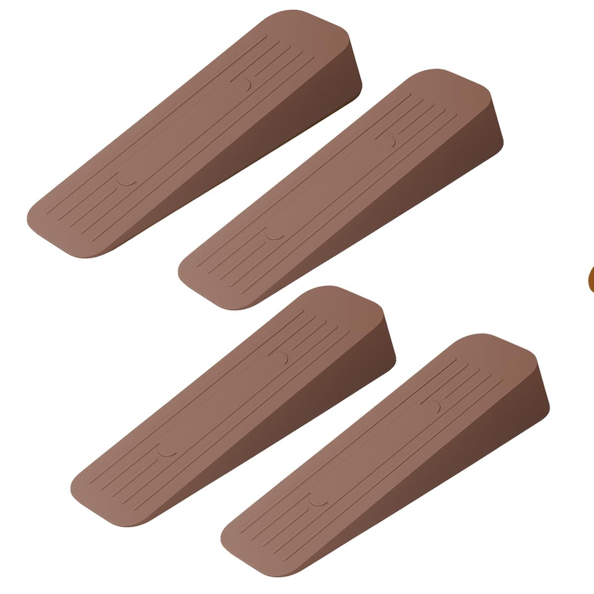 ALP Heavy Duty Anti|Non Slip Rubber Door Stoppers with Doors Powerful Gripping Work of Any Surface for Home, Offices, Warehouses & Classrooms Door Bottom Sealing 120mm x 37mm x 20mm (Brown, Pack of 4)