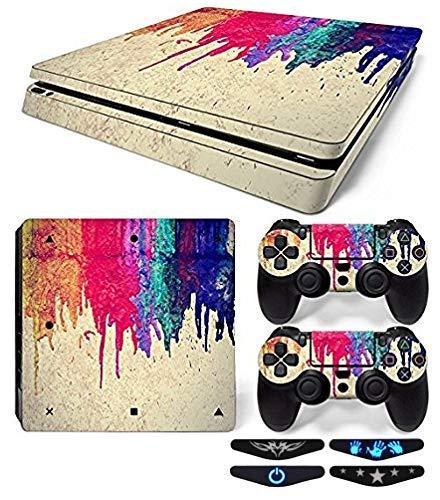 Graphixdesign Painting Theme 3M Skin Sticker Cover for PS4 Slim Console and 2 Controller Decal Cover+ 4 Led bar Decal Sticker