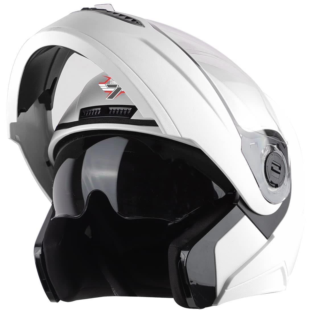 Steelbird SBA-7 7Wings ISI Certified Flip-Up Helmet for Men and Women with Inner Smoke Sun Shield with Skull Cup