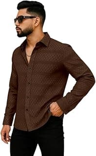 Hmkm Men's Solid Linen Cotton Shirt, Casual, Plain, Full Sleeve, Summer-Regular Fit, Stylish, Everyday Formal Wear