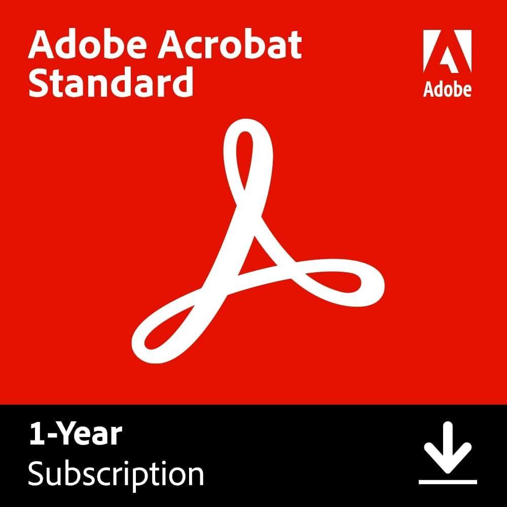 Adobe Acrobat Standard | PDF Software | Convert, Edit, E-Sign, Protect |12-Month Subscription | PC/Mac | Email Delivery