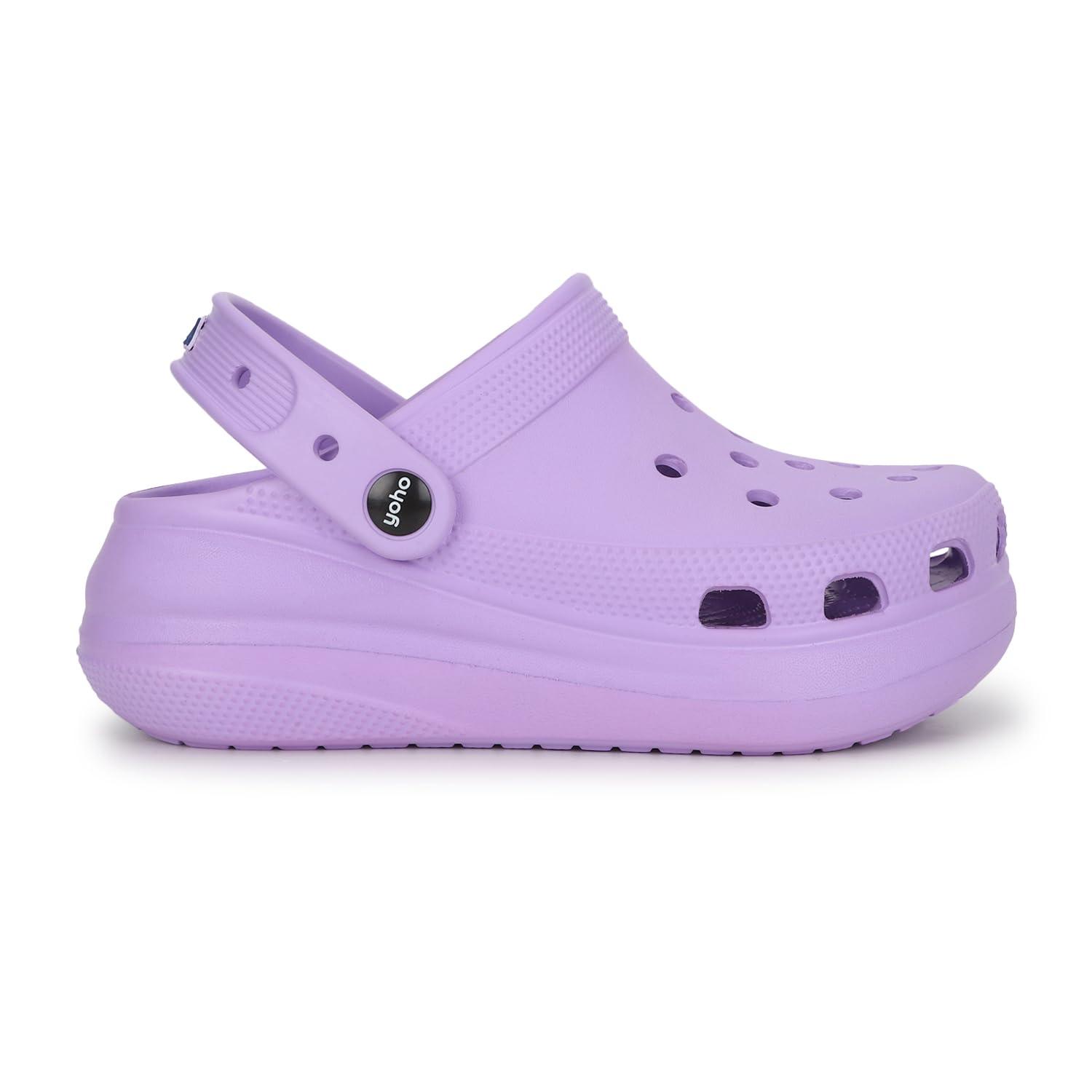 YOHO High Heel Clogs for Women | Waterproof Monsoon Footwear & Rainy Sandals | Lightweight Cushioned Chappal | Pastel Lavender - UK 5