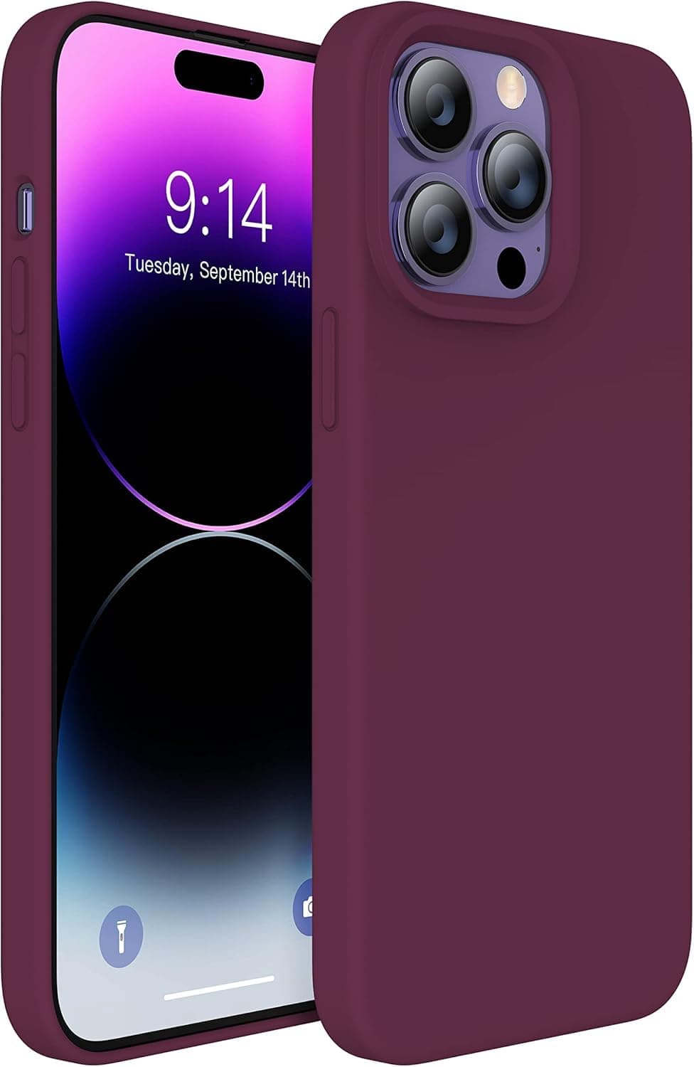 DIZORO® Silicone Back Case for iPhone 14 Pro Max, Soft-Touch Phone Microfiber Silicone Back Cover for iPhone 14 Pro Max- WineRed