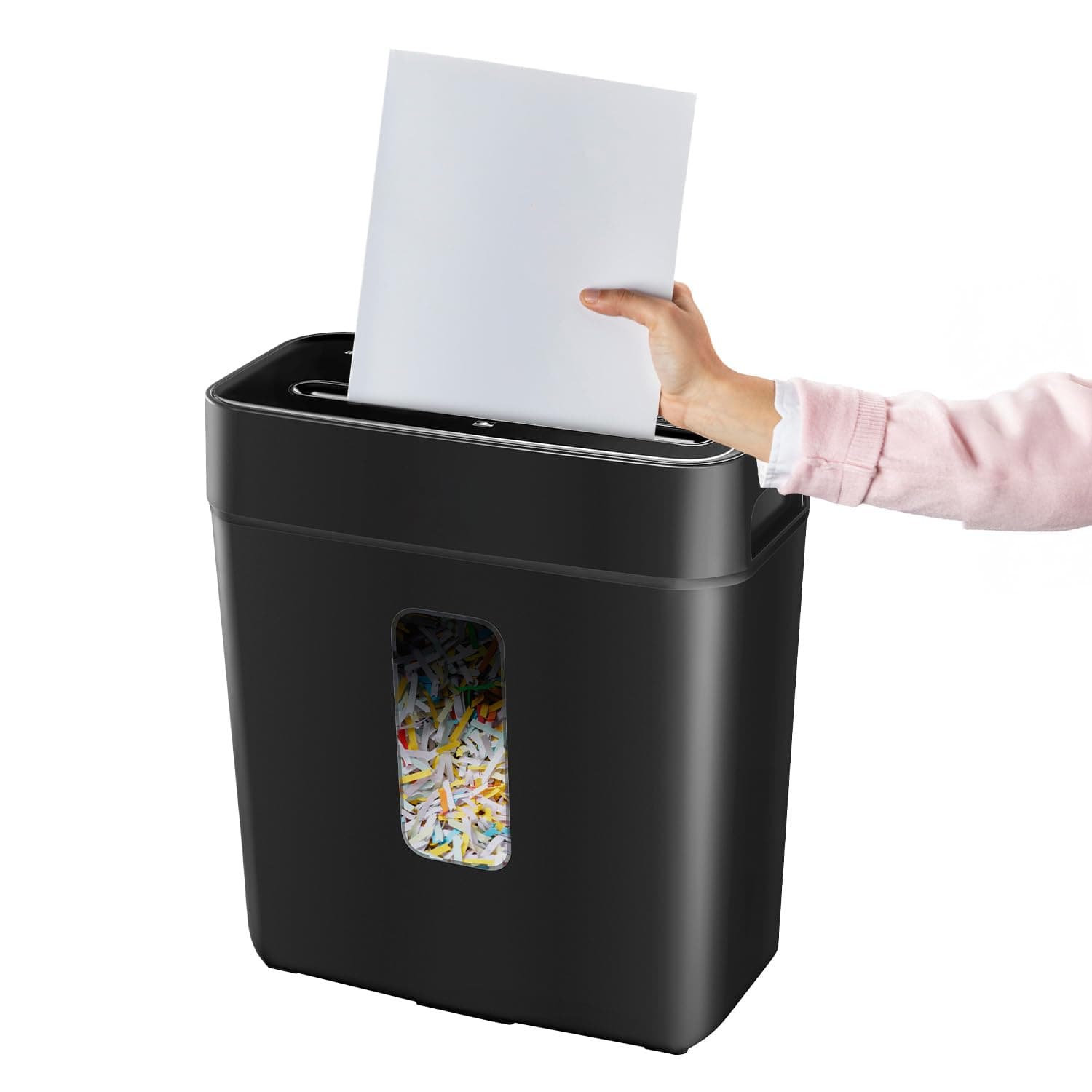 Amazon Basics 6-Sheet Cross Cut Paper and Credit Card Shredder | 11.5 Liter Waste Basket Capacity| for Office and Home Usage | 1 Year Brand Warranty