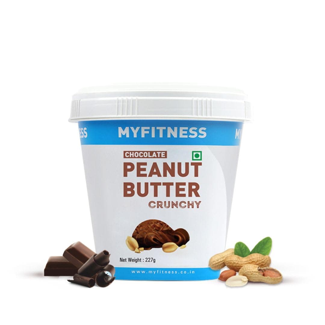 MYFITNESS Peanut Butter Chocolate Spread Crunchy 227g | 26g Protein & 9g Fiber | Healthier Nut Butter Spread for Breakfast, Snacks & Bread Treats | Cholesterol Free | Zero Trans Fat