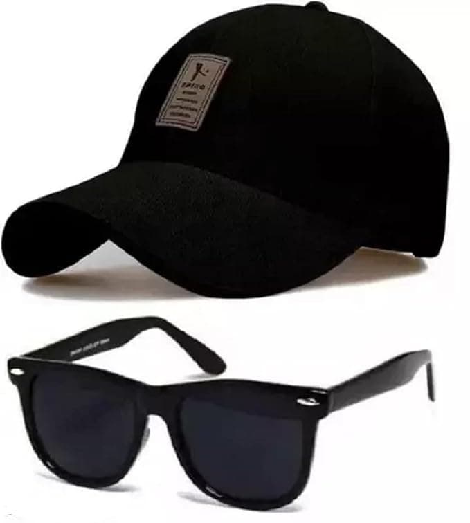 Stylish Sport Baseball Cap & Stylish Aviator Wayfarer Sunglass for Men's and Boy's (Pack of 2)
