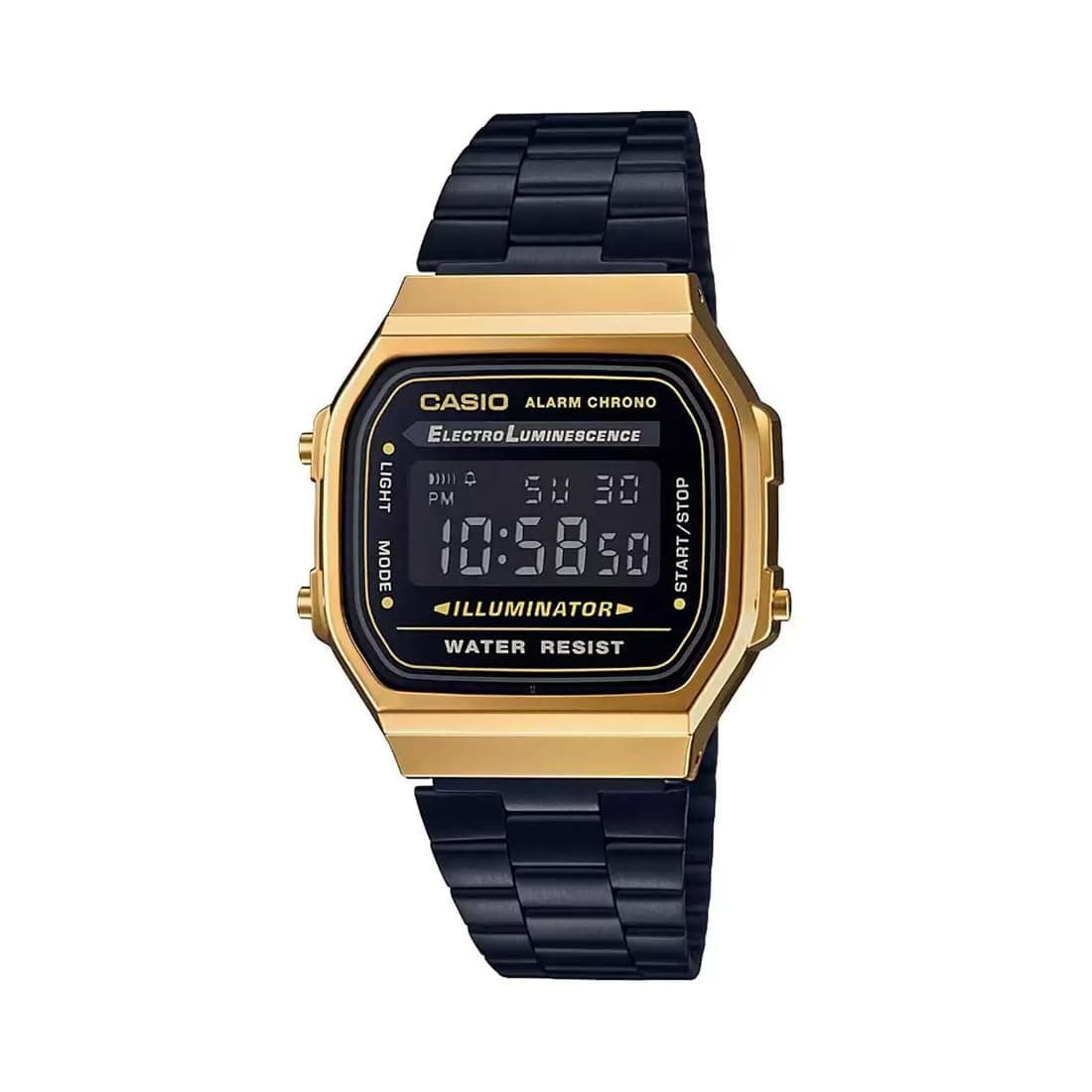 Casio Unisex Vintage A168WEGB-1BDF Black Digital Dial Black Stainless Steel Band D148