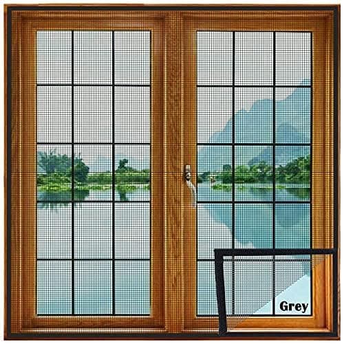 Upgraded & Stitched - LifeKrafts Customized Window Mosquito Net (Size-100x120cms/39 * 47 Inches/3.28 * 3.94 Feet, Color-Grey) 120 GSM Fiberglass Insect Net Pre-Stitched to Net - Ready to use Net