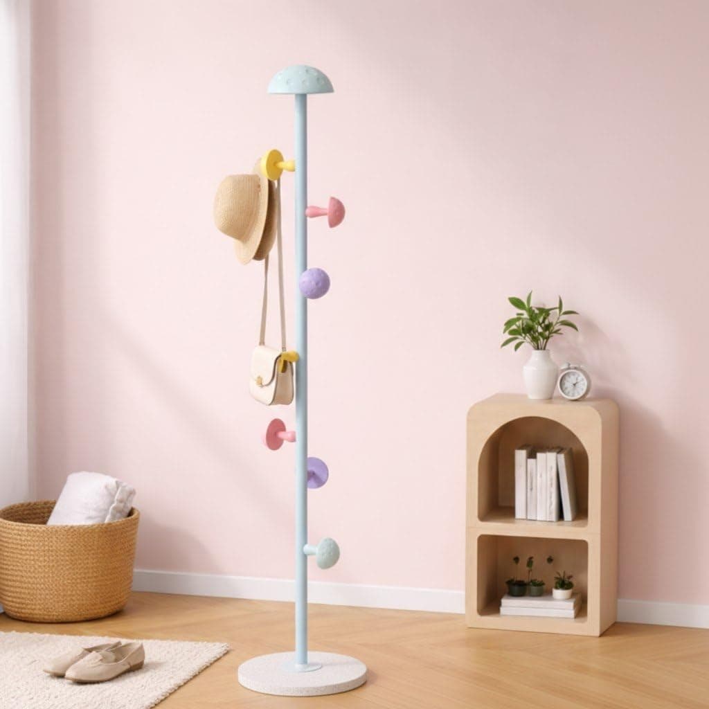HomeCloud Heavy-Duty Steel Coat Hanging Stand for Home & Boutiques-Freestanding Clothes Hanger Rack for Coats, Jackets, Hats, Bags & Daily Garments (Skyblue)