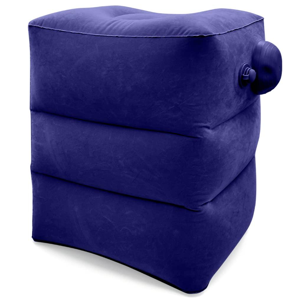 HANNEA® Inflatable Air Travel Pillow Long Travel Footstool Seat Foot Rest Pillow Foldable Travel Pillow for Flight Home Office Footstool Self-inflatable Air Travel Pillow for Adult Kids, Dark Blue