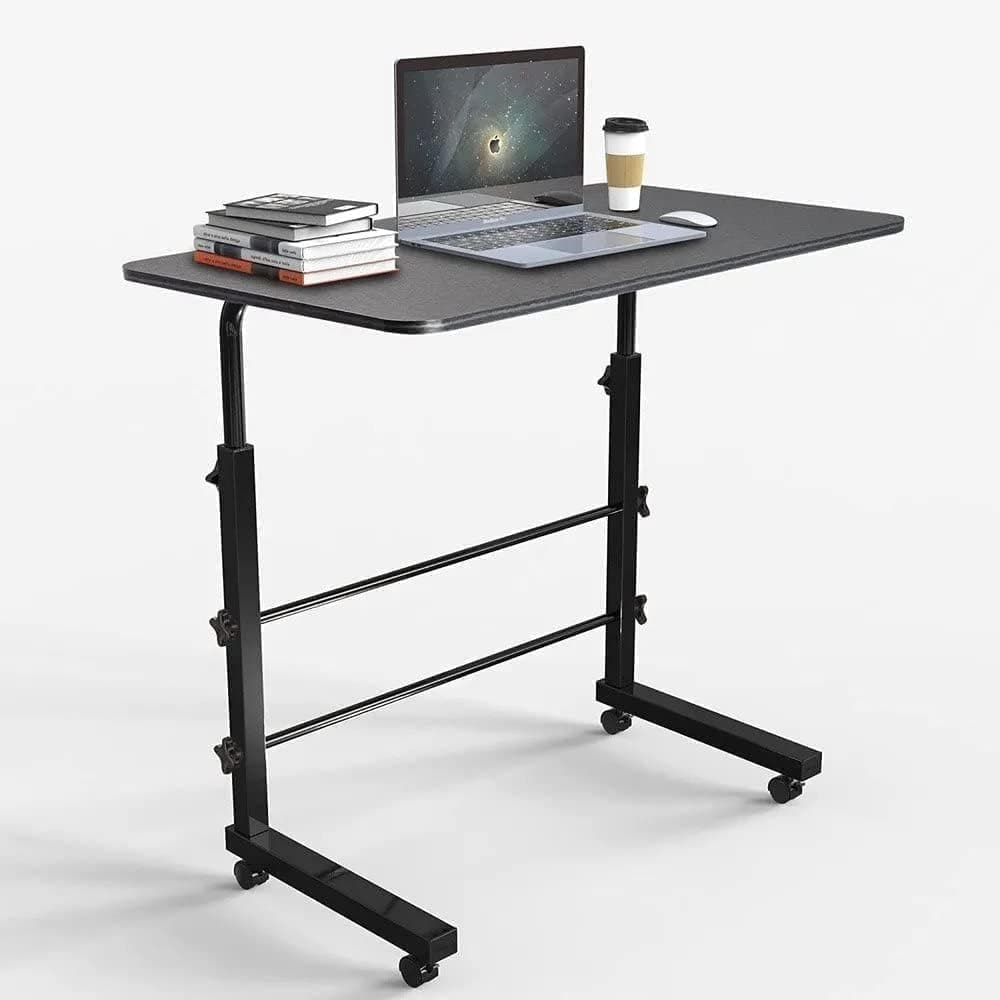 TEKCOOL Multi-Purpose Sofa Side Height-Adjustable Laptop Table with Docking for Tablet, Study Table, Portable, Ideal for Work from Home, DIY Table, Easy to Assemble (Black-Black)