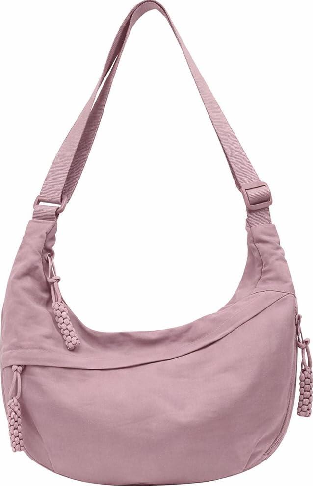 Lyrovo Travel Crossbody Crescent Bags for Women Over Shoulder Purse with Zipper Half Moon Sling Bag & Waist Bag Unisex Chest Bag (Purple)