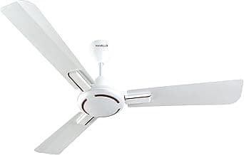 Havells 1200mm Ambrose Energy Saving High Speed Ceiling Fan|Premium Finish, Deco.Fan, Elegant Looks, High Air Delivery, 100% Pure Copper Motor|2 Yr Warranty by Brand | (Pack of 1, Pearl White Wood)