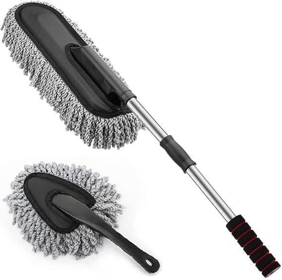2Pcs Soft Microfiber Duster with Extendable Handle Exterior Scratch Free Car Cleaning Tool, Car Duster Brush for Truck,Pickup,SUV,Motorcycle, Vehicles Cleaning