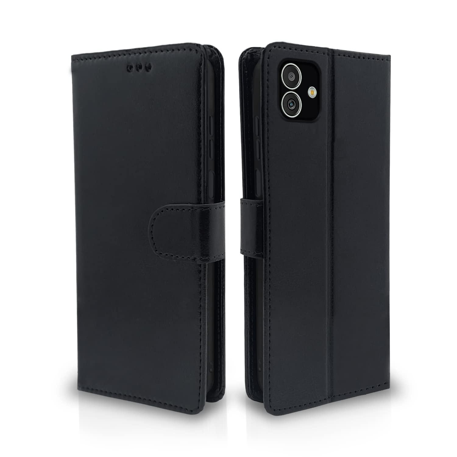 Pikkme Samsung Galaxy F14 5G Flip Cover Leather Finish | Inside TPU with Card Pockets | Wallet Stand and Shock Proof | Complete Protection Flip Case (Black)