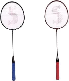 SINKIN Badminton Set of Two for All Family Men, Women, Boys & Girls, Strung Badminton Racket (Pack of: 2, 250 g) (Red-D)
