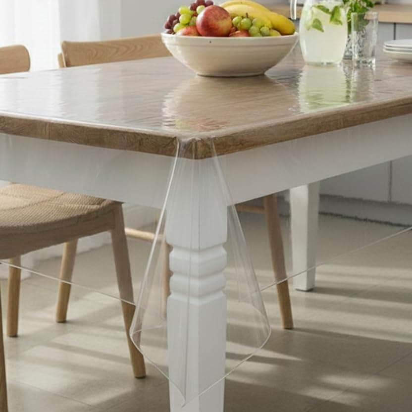 STITCHNEST PVC Transparent 4 Seater Dining Table Cover Without Lace (40X60 Inch) - Rectangular