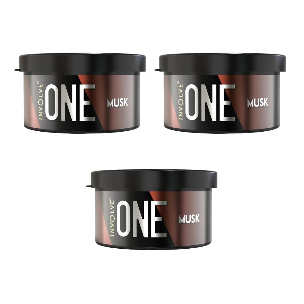 Involve your senses One Musk Organic Car Perfume - Pack Of 3 | Fiber Air Freshener To Freshen'Up Your Car -40g Each | Car perfume | Car accessories interior| Leak Proof