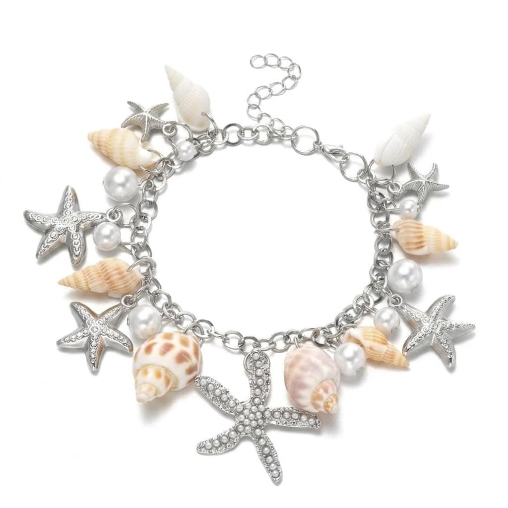 Zibuyu Seashell Bracelet, 20cm Adjustable Ocean Jewellery for Women