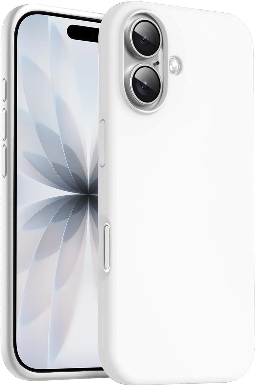 DIZORO Compatible with iPhone 17 Case 6.3, Slim Liquid Silicone 3 Layers Full Covered Soft Gel Rubber Phone Cases Protective Back Cover 6.3 Inch - White