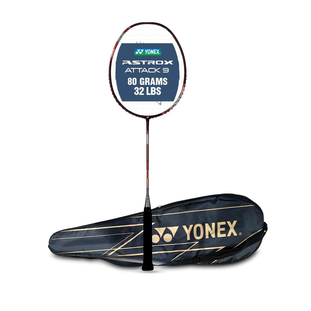 Yonex Astrox Attack 9 Ultra Strong Japan Made Graphite Strung Badminton Racquet with Full Cover (80 Grams - 32 Lbs Tension, Dark Purple)