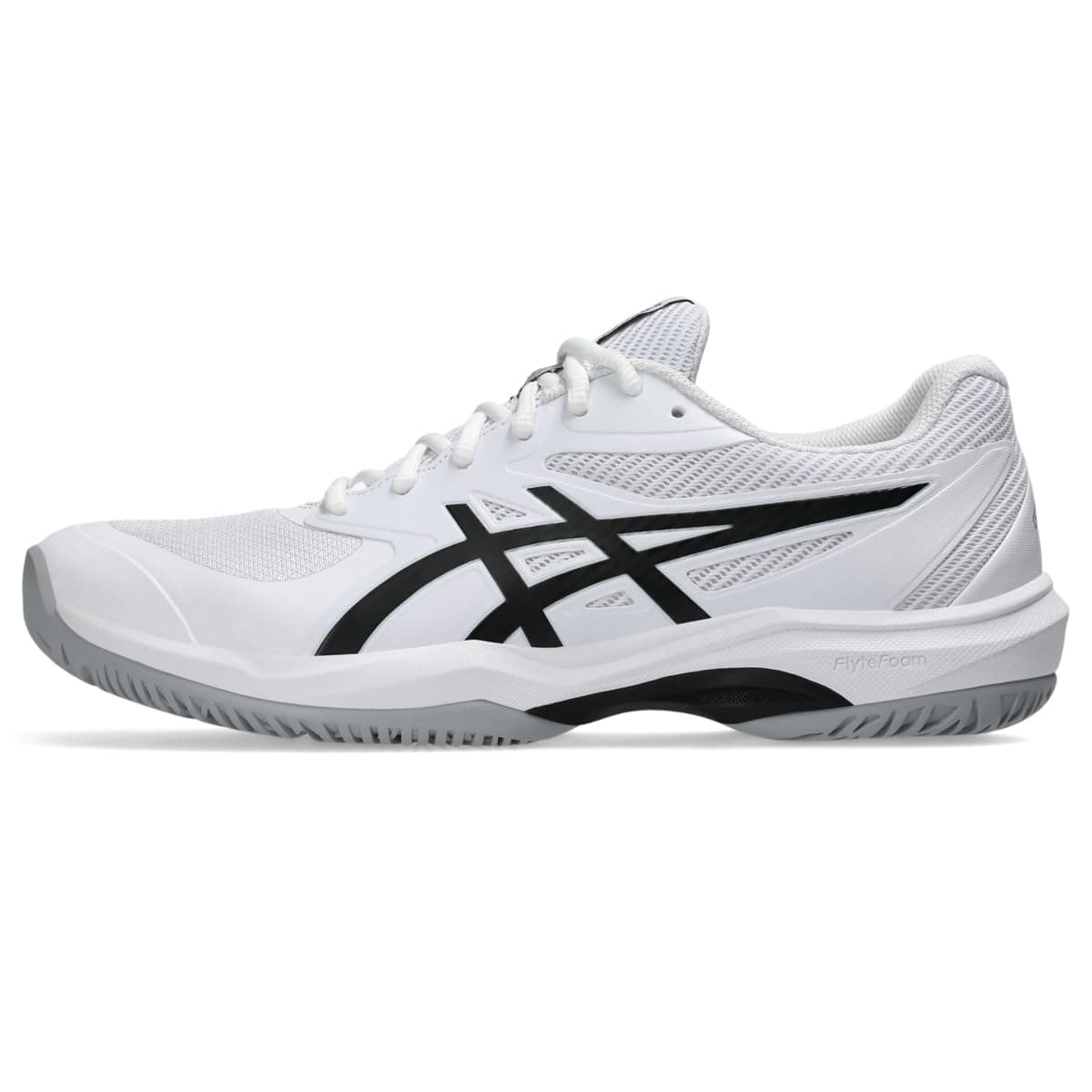 ASICS Men's Game FlyteFoam Tennis Shoes, White/Black, 7