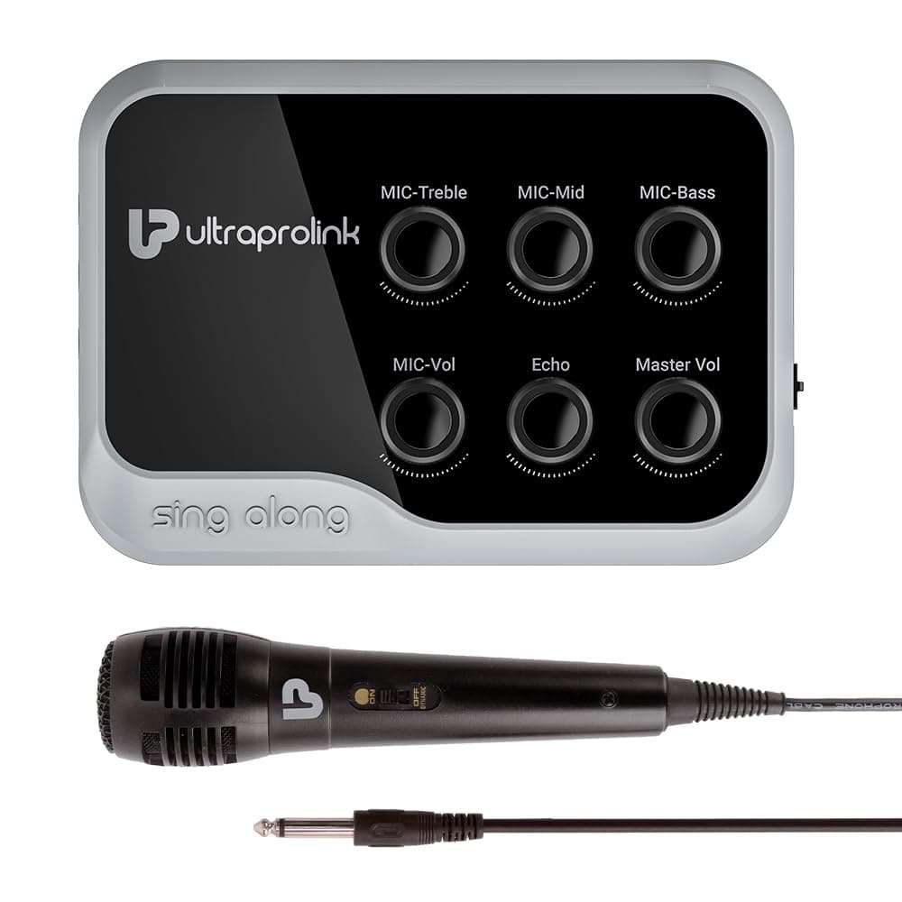 UltraProlink Sing Along Portable Bluetooth Karaoke Mixer | with Recording | with Karaoke Microphone & Bluetooth Receiver Amplifier with Echo for Mobile Phones | Sing Along | UM1002