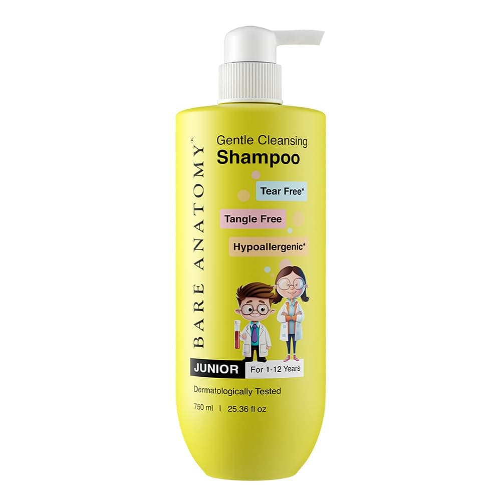 Bare Anatomy Gentle Cleansing Kids Shampoo for 1-12 Yrs | Tear-Free & Hypoallergenic pH 5.5 | Coconut Milk Protein & Vitamin E | Sulphate Free | 750ml