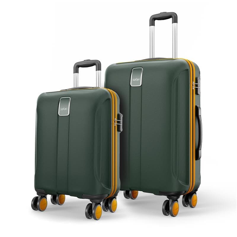 Safari Cabin Thorium Neo 8 Wheels Set of 2 (+ Medium) Trolley Bags, Hard Case Polycarbonate, 360º Spinner Wheeling Luggage for Men & Women, Travel Bag Suitcase, Dusk Green