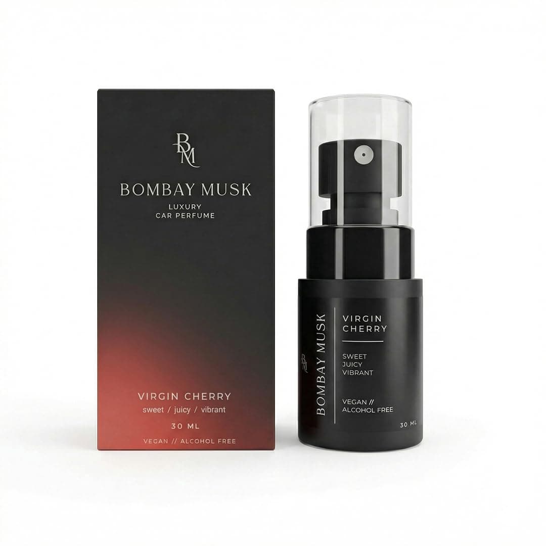 Bombay Musk Virgin Cherry Luxury Car Perfume | Long Lasting Car Fragrance & Car Freshener | Alcohol Free & Plant Based | 60+ Days | 200+ Sprays | Perfume for Car